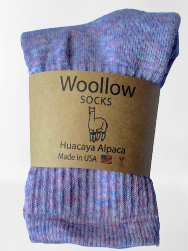 Super Soft Alpaca Purple Crew Socks, Warm All-Natural Socks, Socks for Women/Men, Cozy Socks, Gift Idea, Made in USA, Friendly to Skin Wool Socks