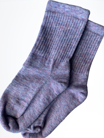 Super Soft Alpaca Purple Crew Socks, Warm All-Natural Socks, Socks for Women/Men, Cozy Socks, Gift Idea, Made in USA, Friendly to Skin Wool Socks