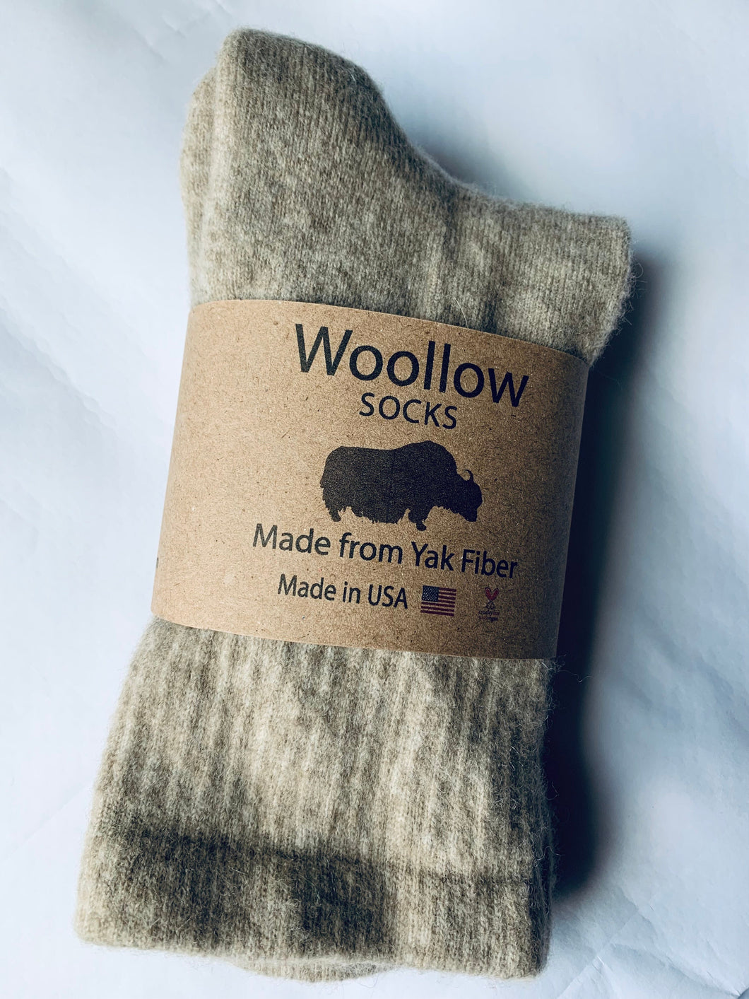 Super Soft Beige Yak Crew Socks, Gift for Mom, Socks for Women / Men, Cozy Socks, Friendly to Skin Wool Socks, Mother's Day Gift, Made In US