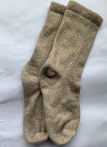 Super Soft Beige Yak Crew Socks, Gift for Mom, Socks for Women / Men, Cozy Socks, Friendly to Skin Wool Socks, Mother's Day Gift, Made In US