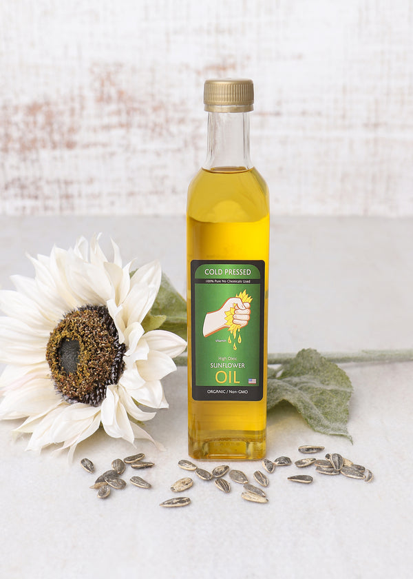 Organic Sunflower Oil, Sun Oil, All Natural Cooking Oil, Unrefined & Cold Pressed Oil, Farm Made, Made in USA, Housewarming Gift